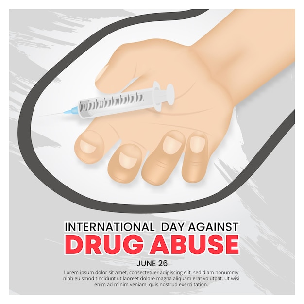 International day against drug abuse background with a hand of overdose person