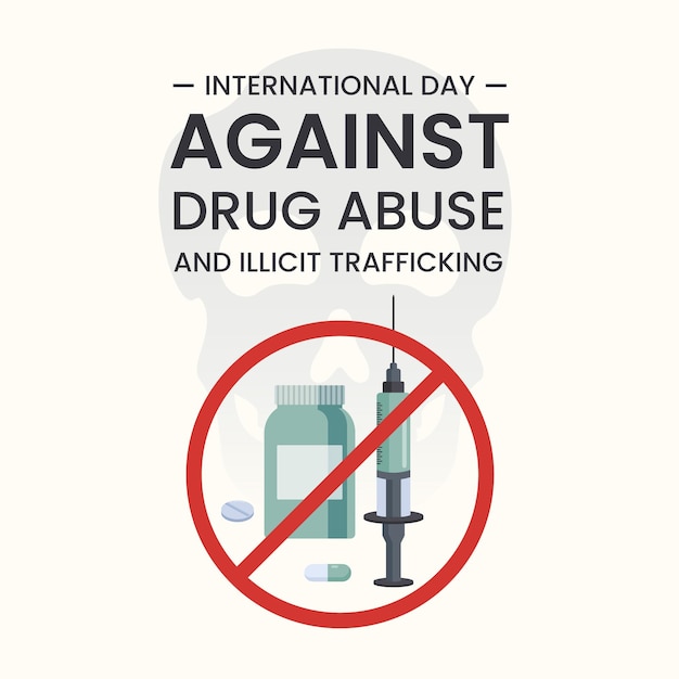 International Day Against Drug Abuse and Illicit Trafficking Vector Illustration