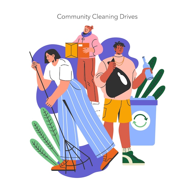 International day of charity concept diverse group engaging in a community cleanup event promoting