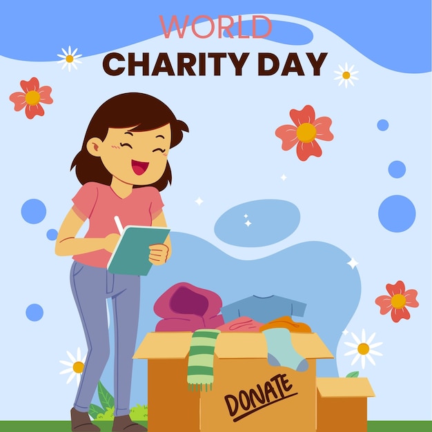 International day of charity flyer square instagram social media post