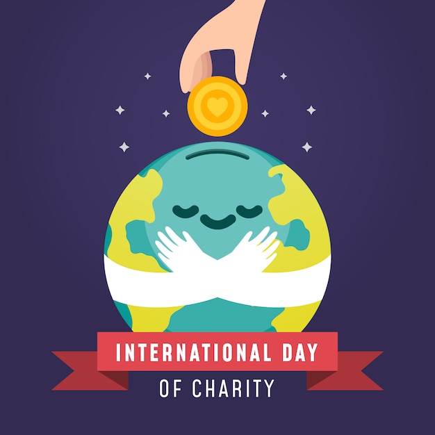 The International Day Of Charity Smiling World With Money Donation