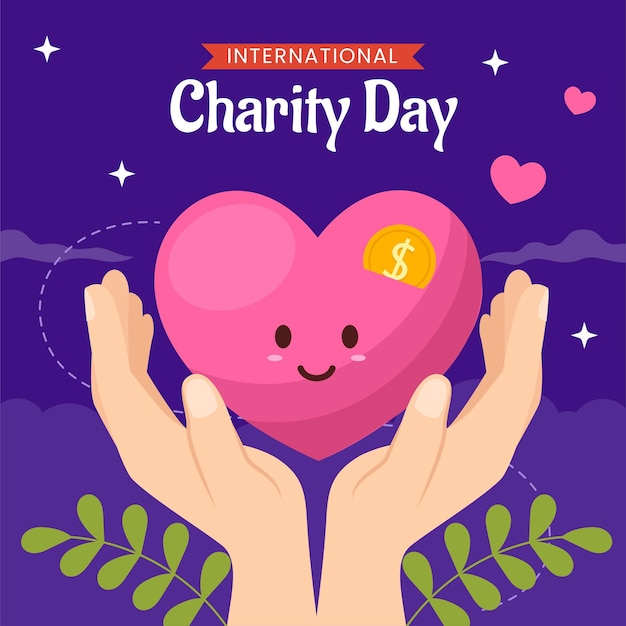 International Day of Charity Social Media Illustration Flat Cartoon Hand Drawn Templates Background