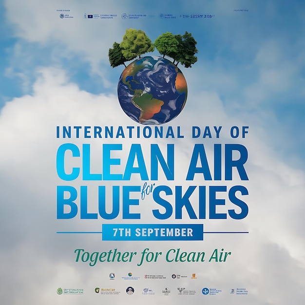 International Day of Clean Air for Blue Skies Poster Vector Image llustration