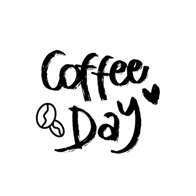 International day of coffee illustration hand drawn lettering