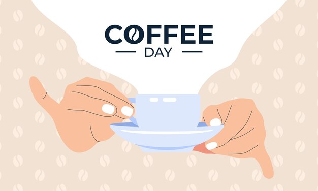 International day of coffee illustration hand drawn vector