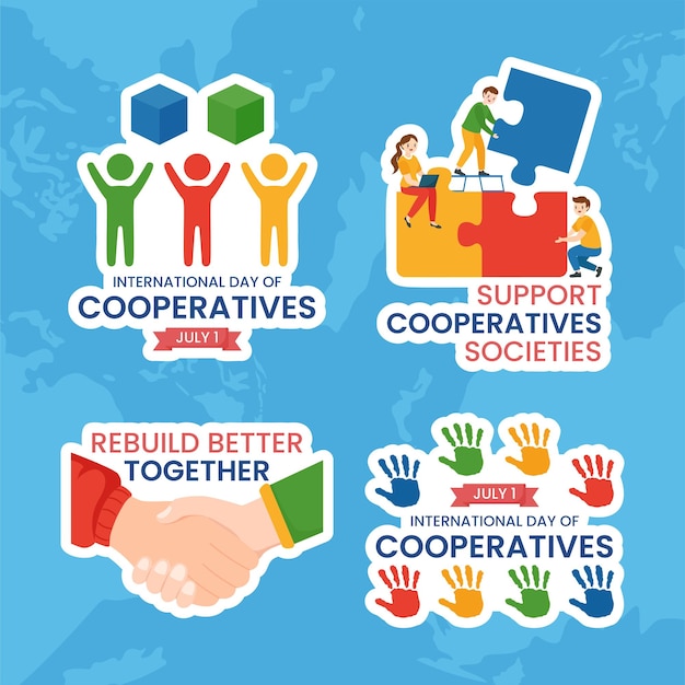 International Day of Cooperatives Label Flat Cartoon Hand Drawn Templates Background Illustration