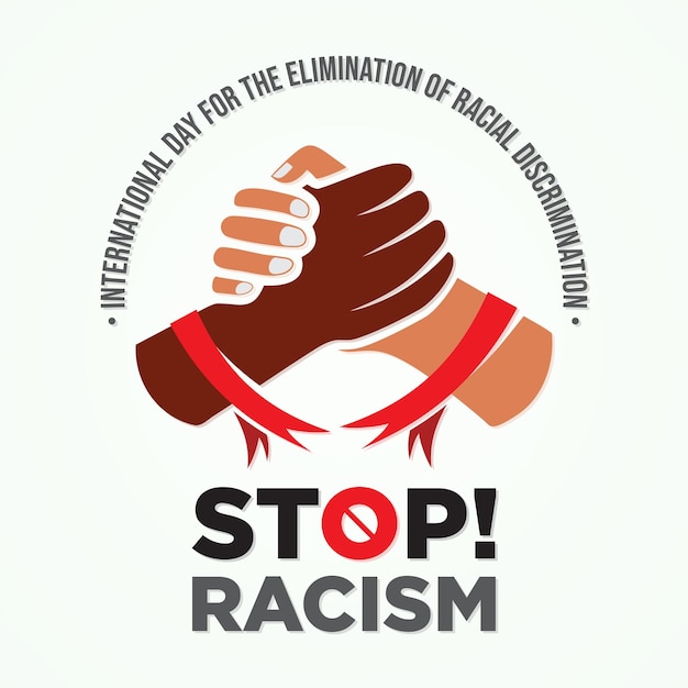 Vector international day for the elimination of racial discrimination letter for element design