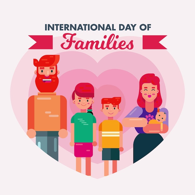 International Day Of Families 15 May family dad mom son daughter love heart illustration design vector