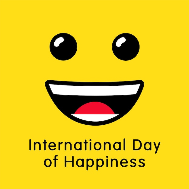 International Day Of Happiness creative congrats. World Happiness Day greeting card concept