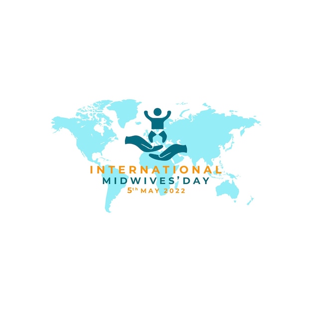 International Day of Midwives fetus and baby logo vector icon symbol poster illustration design template