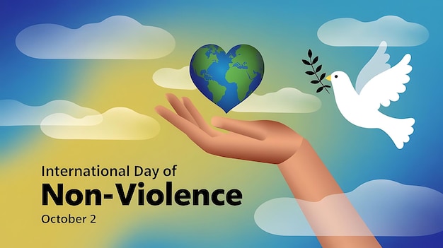 International Day of NonViolence Poster Vector Image Illustration