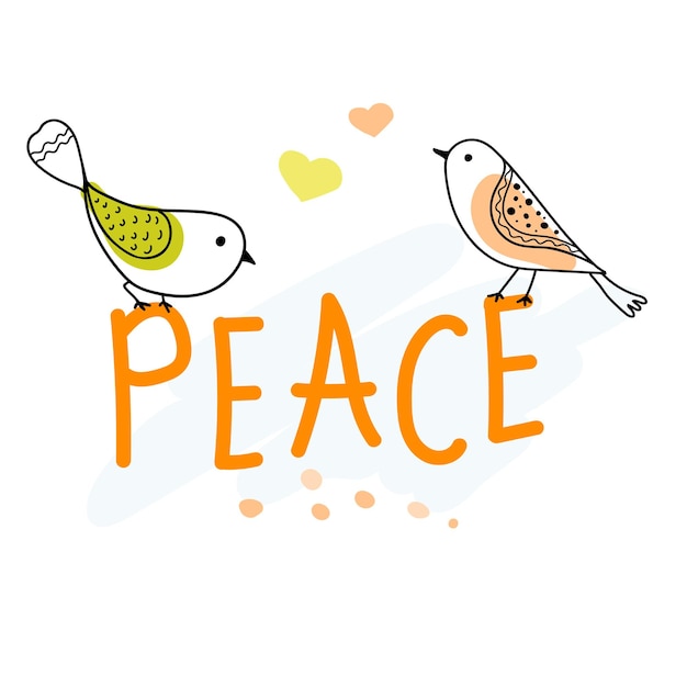 Vector international day of peace bird globe flowers heart continuous drawing concept of love peace and