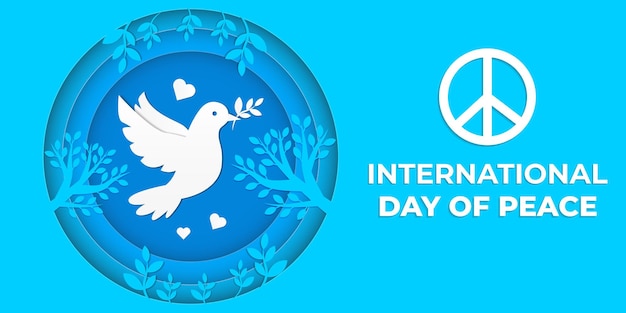 International day of peace in paper cut art style