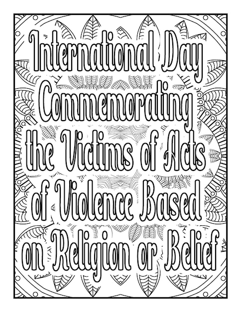 International Day quotes coloring pages for kids and adults to print