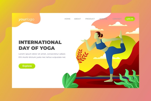 International Day of Yoga - Vector Landing Page