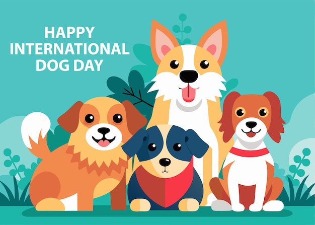 Vector international dog day celebration dog background vector template design