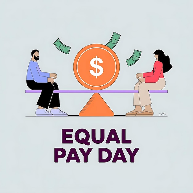 International Equal Pay Day Poster Vector Image Illustration