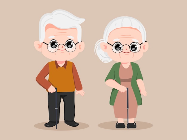 International grandparents day. Chibi elderly character cartoon vector.