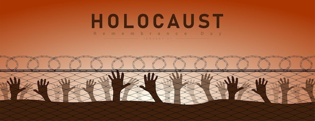 Vector international holocaust remembrance day poster, january 27. world war ii remembrance day.