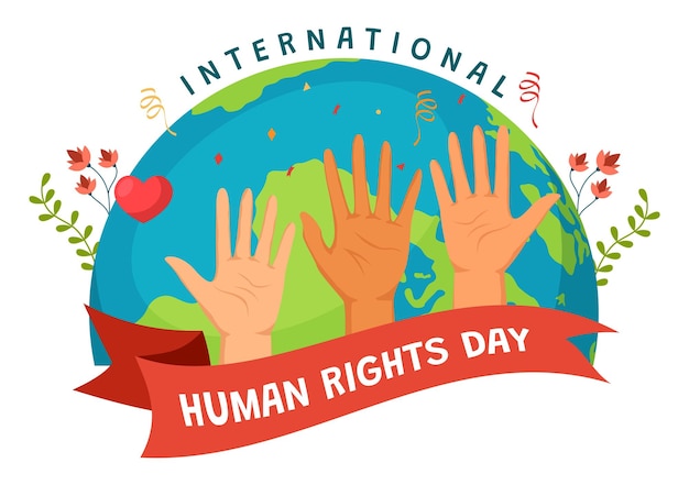 International Human Rights Day Vector Illustration on 10 December with Hand Breaks the Chain