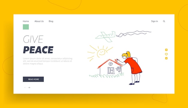 International Kids Day or Peace Day Holidays Landing Page Template.