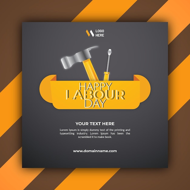 Vector international labour day with repair tools social media post template