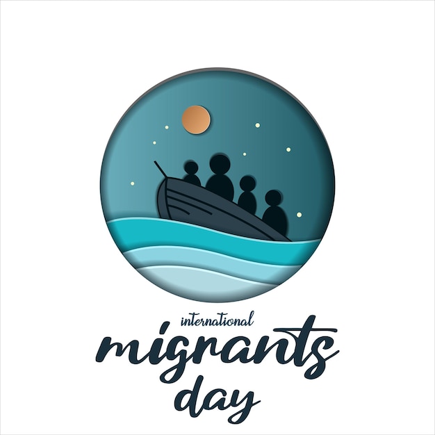 International migrants day paper cut postcard