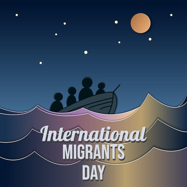 International migrants day paper cut postcard