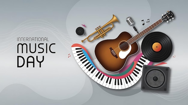 International Music Day Celebration Poster Vector Image Illustration