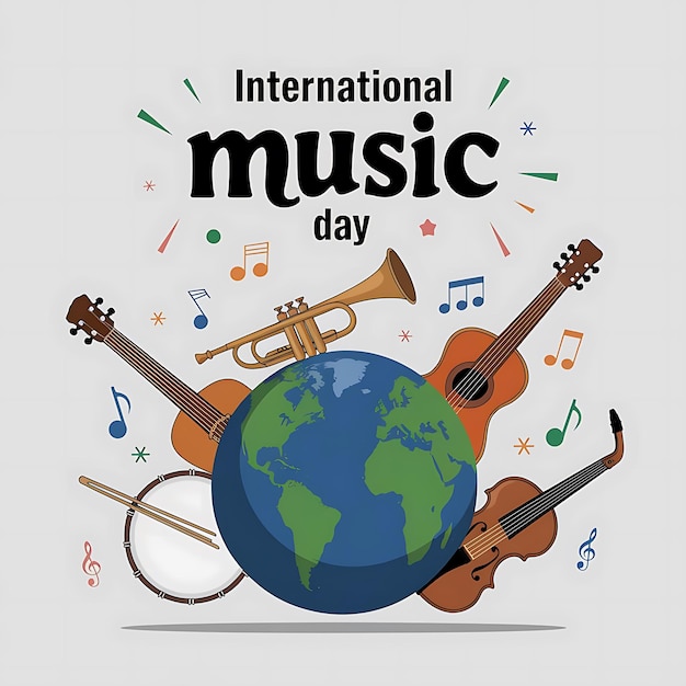 Vector international music day celebration poster vector image illustration