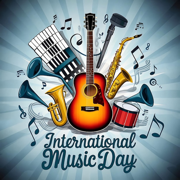 International Music Day Celebration Poster Vector Image Illustration