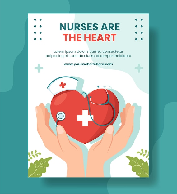 International Nurses Day Vertical Poster Flat Cartoon Hand Drawn Templates Background Illustration