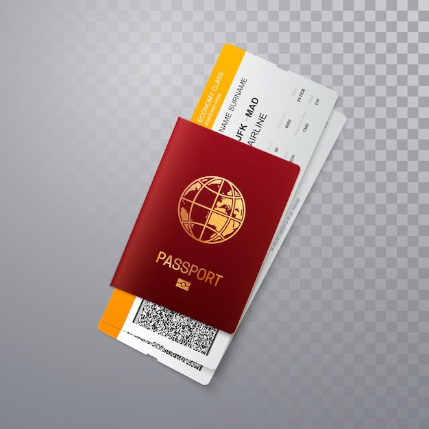 International passport with boarding passes