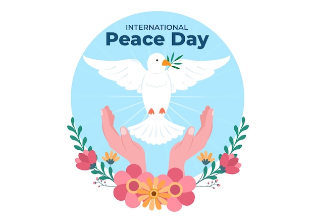 International Peace Day Cartoon Illustration to Create Prosperous in the World in Flat Style Design