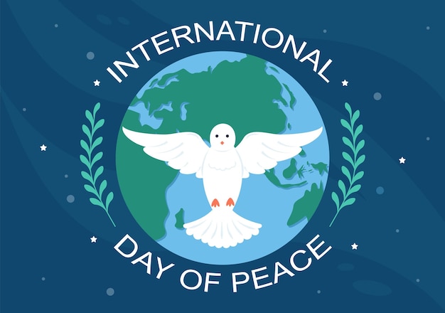 International Peace Day Cartoon Illustration to Create Prosperous in the World in Flat Style Design