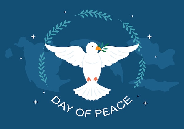 International Peace Day Cartoon Illustration to Create Prosperous in the World in Flat Style Design