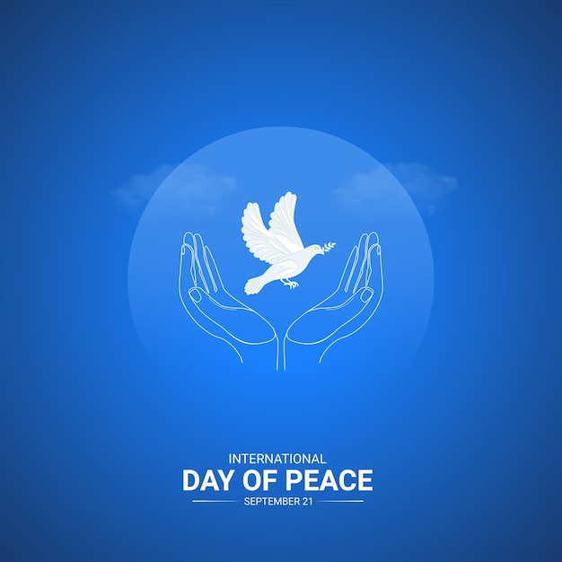 International Peace Day Creative Ads Design fly and bird vector isolated on Template for background Peace Poster vector 3d illustration Sep 21 Important day Holiday concept