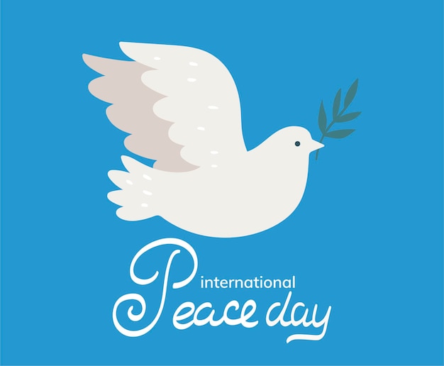 international peace day  with a dove with an olive branch