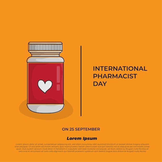 International pharmacist day campaign design with medicine box in red packaging design