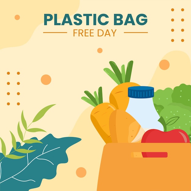 International Plastic Bag Free Day Social Media Background Illustration Cartoon Hand Drawn Templates