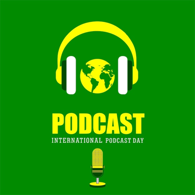 International Podcast Day Microphone podcast vector illustration and text