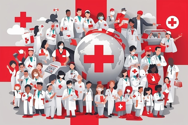 international red cross day flat design