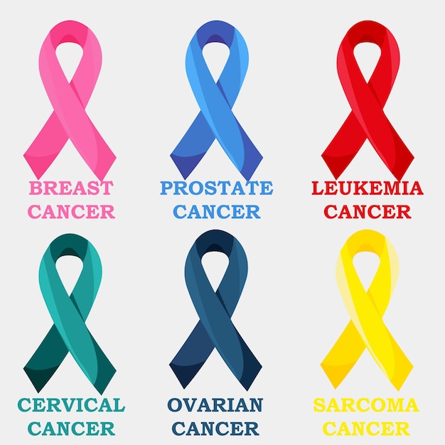 international ribbon symbols used for public awareness of oncology medical concept vector