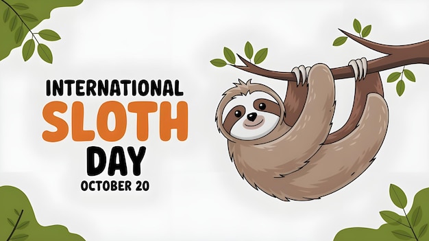 Vector international sloth day photo logo banner etc