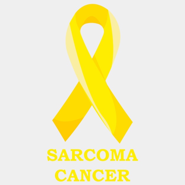 international symbol yellow ribbon which informs about sarcoma cancer and text vector