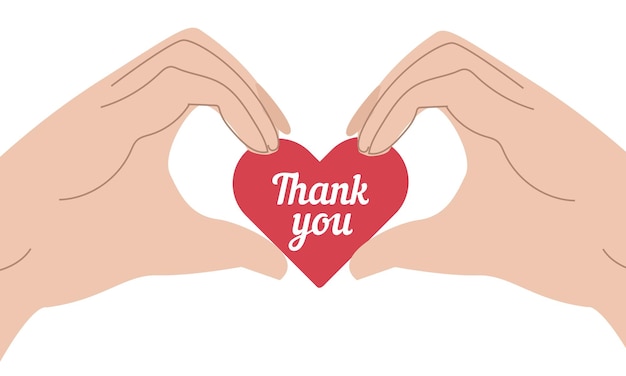 International thank you day 11 January Red heart with words thank you and hands flat style vector