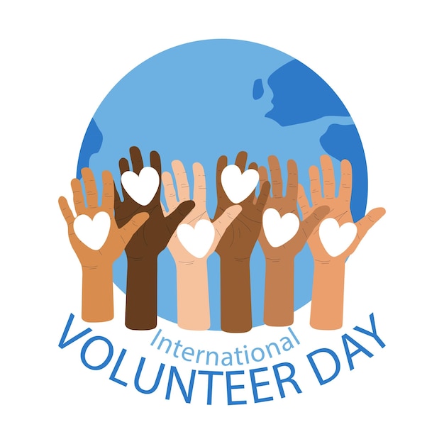 Vector international volunteer day vector illustration isolated on white background