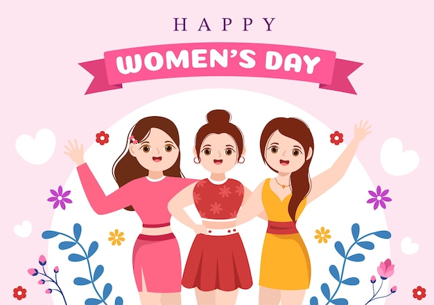 International Women Day on March 8 Illustration to Celebrate the Achievements of Women in Hand Drawn