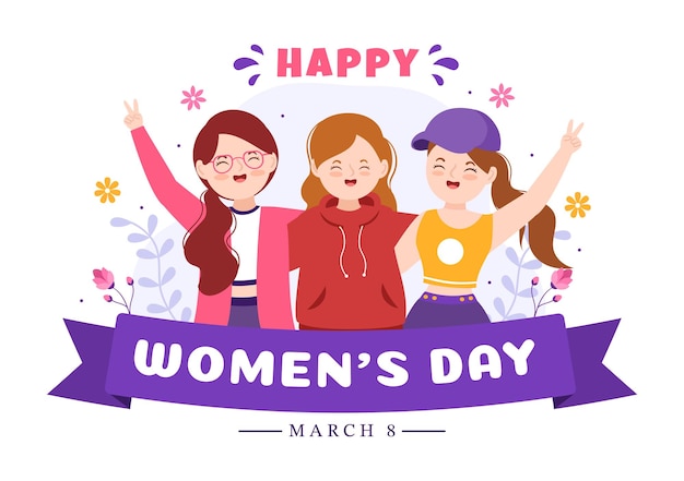 International Women Day on March 8 Illustration to Celebrate the Achievements of Women in Hand Drawn