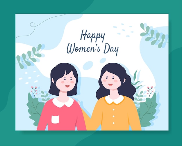 International Women Day Photocall Template Flat Cartoon Background Vector Illustration